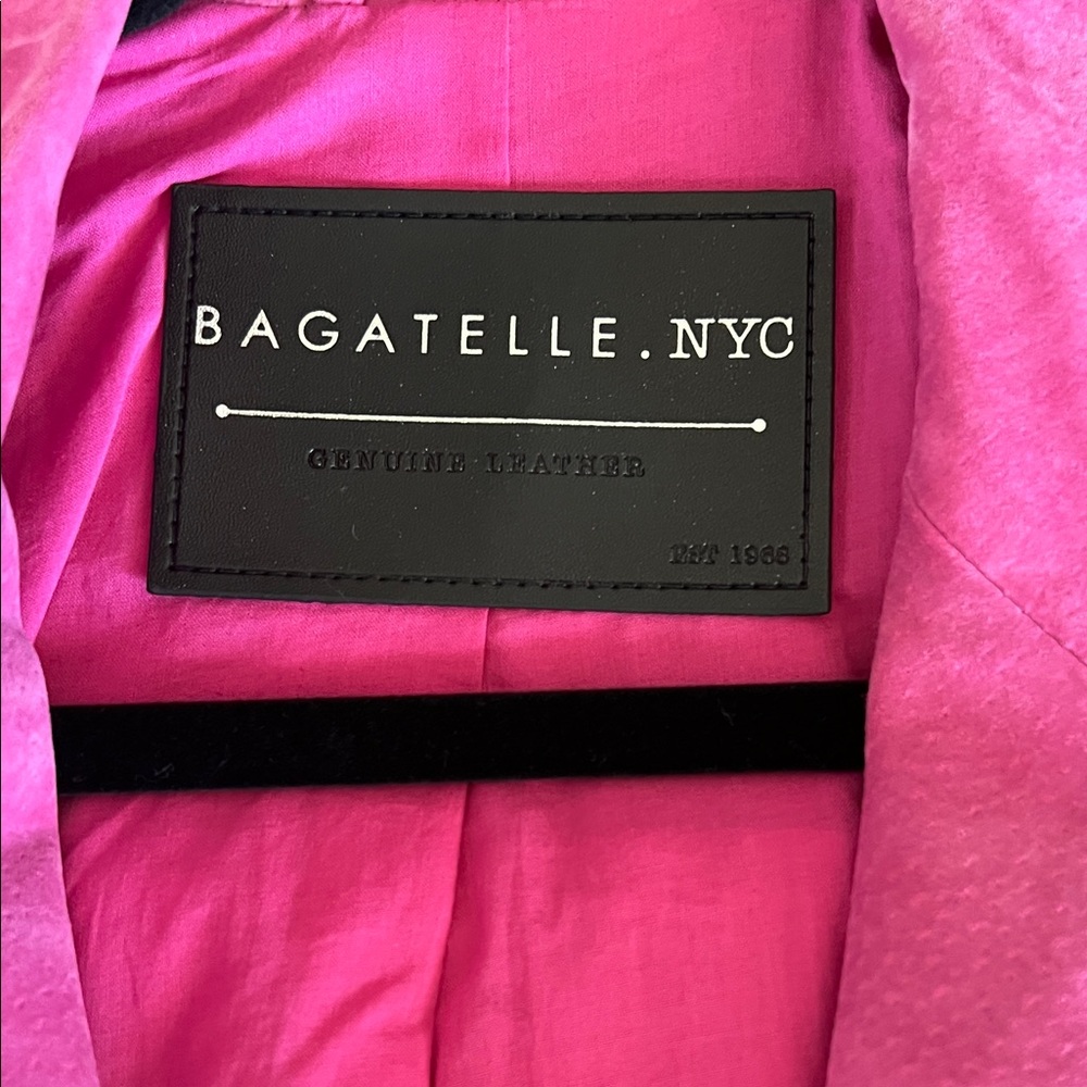 Bagatelle Hot Pink Leather Jacket with Silver Accents - Picture 2 of 4